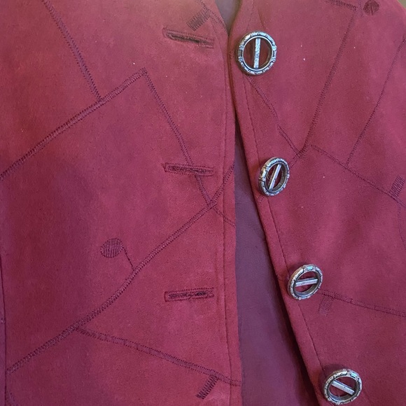 Ou Empereur Ou Rien embroidered blazer jacket in burgundy - Picture 9 of 9